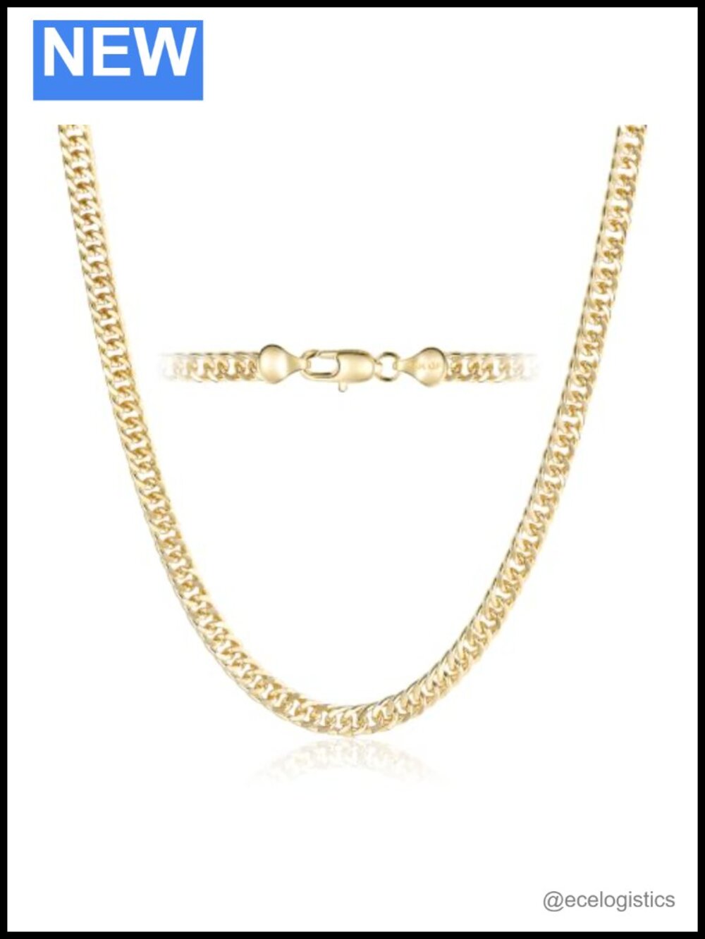 14K Gold Cuban Chain Necklace 6mm Diamond-Cut Curb Link Hypoallergenic